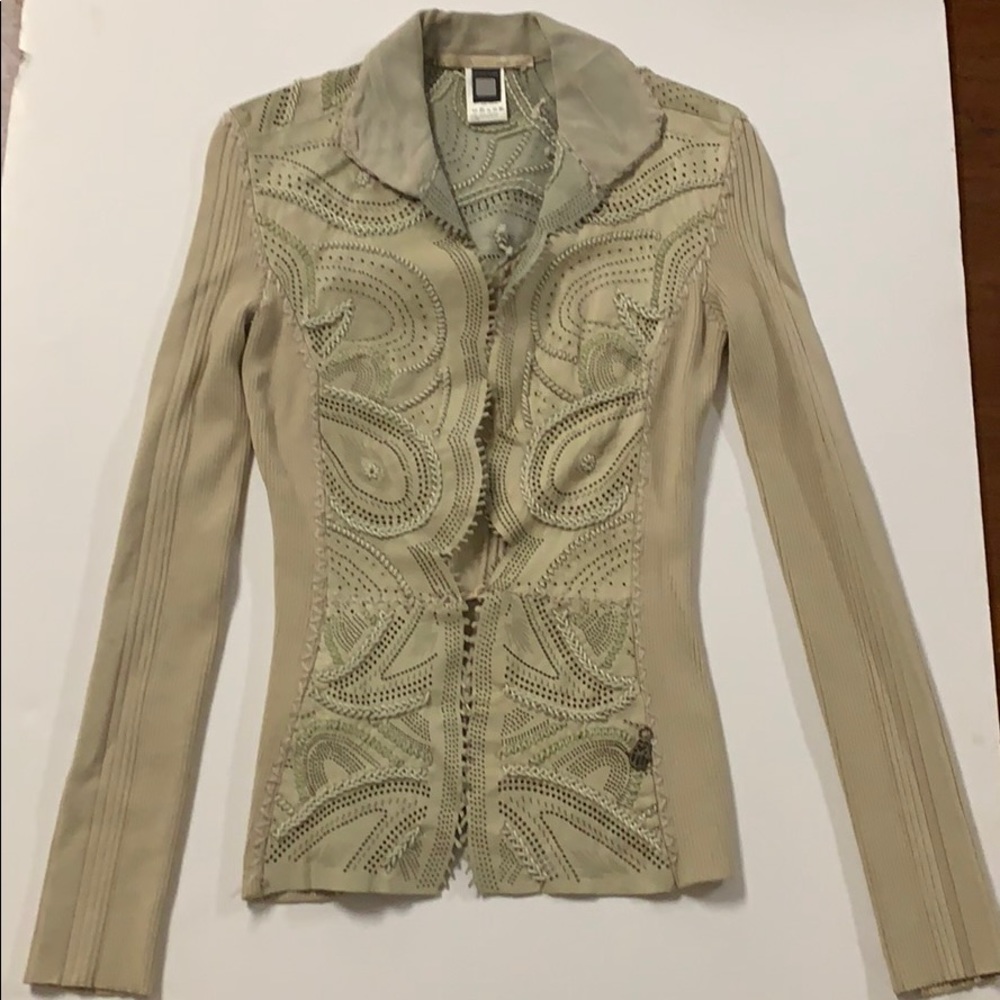 Roberto Cavalli leather and knit top